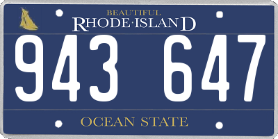 RI license plate 943647