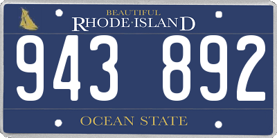 RI license plate 943892