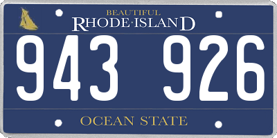 RI license plate 943926