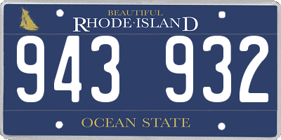 RI license plate 943932
