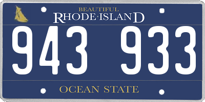 RI license plate 943933