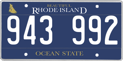 RI license plate 943992