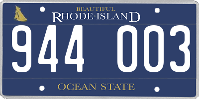 RI license plate 944003