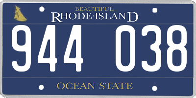 RI license plate 944038