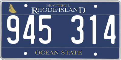 RI license plate 945314