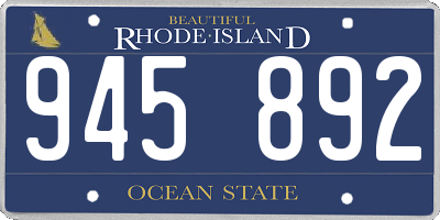 RI license plate 945892