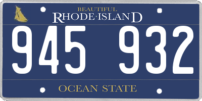 RI license plate 945932