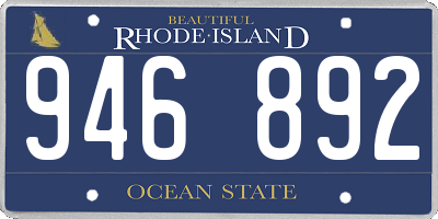 RI license plate 946892
