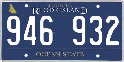 RI license plate 946932