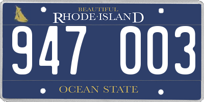 RI license plate 947003