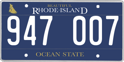 RI license plate 947007