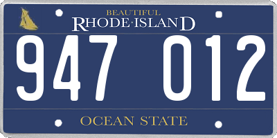 RI license plate 947012