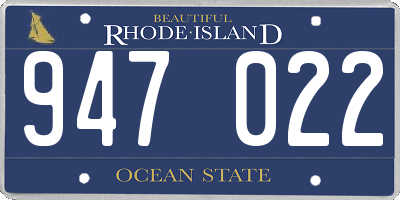 RI license plate 947022