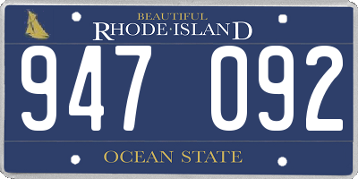 RI license plate 947092