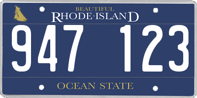 RI license plate 947123