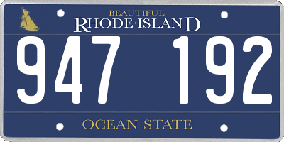 RI license plate 947192