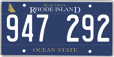 RI license plate 947292