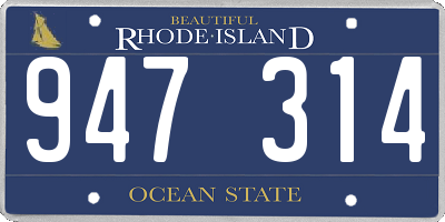 RI license plate 947314