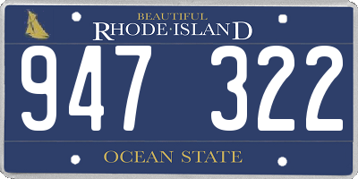 RI license plate 947322