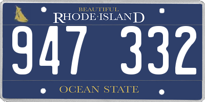 RI license plate 947332