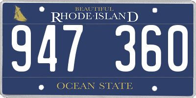 RI license plate 947360