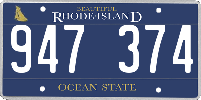 RI license plate 947374
