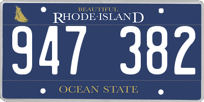 RI license plate 947382
