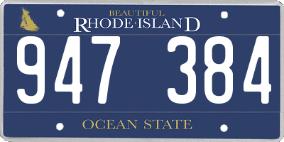 RI license plate 947384