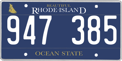 RI license plate 947385