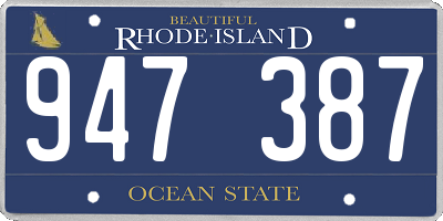 RI license plate 947387
