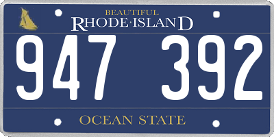 RI license plate 947392