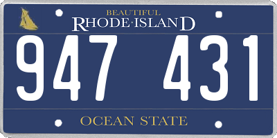 RI license plate 947431