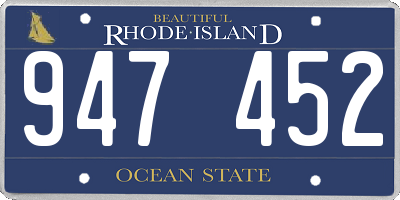 RI license plate 947452