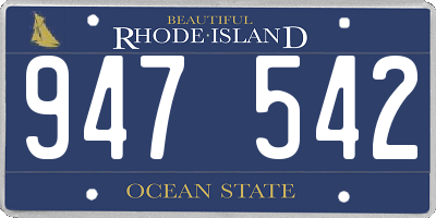 RI license plate 947542