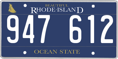 RI license plate 947612