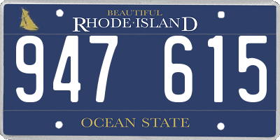 RI license plate 947615