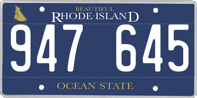RI license plate 947645
