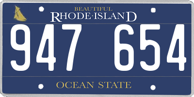 RI license plate 947654