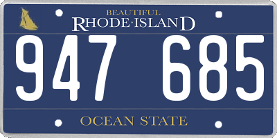 RI license plate 947685
