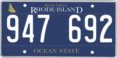 RI license plate 947692