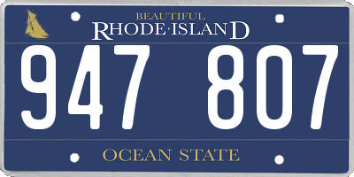 RI license plate 947807