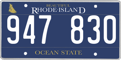 RI license plate 947830