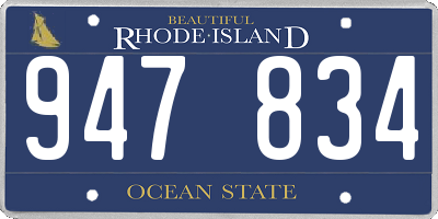 RI license plate 947834