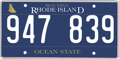 RI license plate 947839