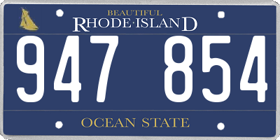 RI license plate 947854