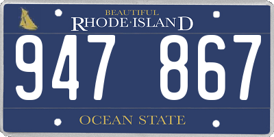 RI license plate 947867