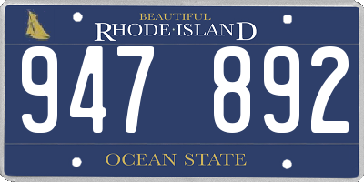 RI license plate 947892