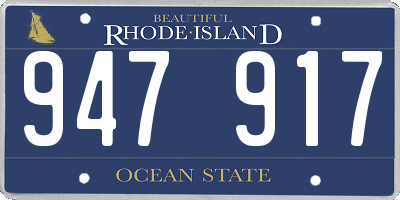 RI license plate 947917