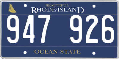 RI license plate 947926