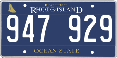 RI license plate 947929